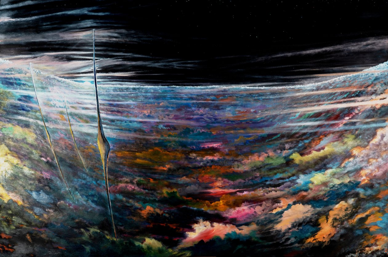 六角形飓风SATURN内的风暴制造者北极涡旋，2021年 作者 文森特·亚历山大·布斯