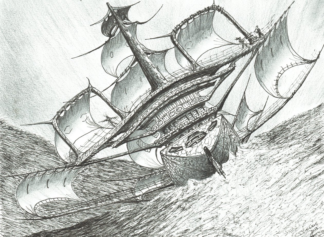 Storm Creators Risser-Larson Sea，2017，（纸上墨水） 作者 文森特·亚历山大·布斯