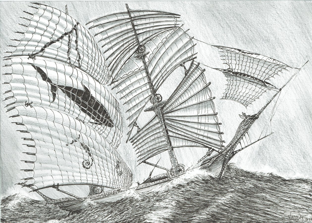 Storm Creators Savu Sea，2017，（纸上墨水） 作者 文森特·亚历山大·布斯