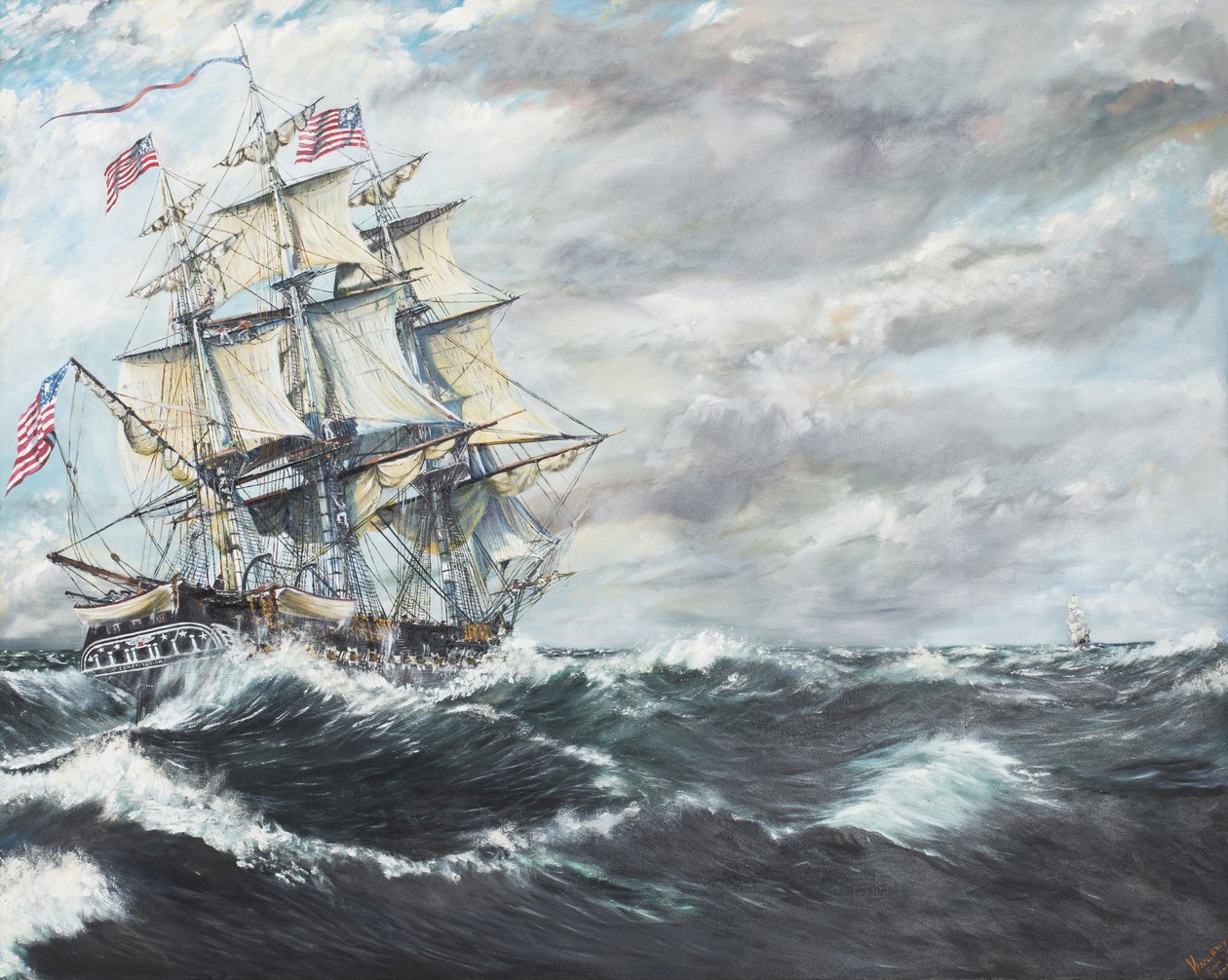 US Fr Constitution前往HM Frigate Guerriere 19081812,2003，（油画） 作者 文森特·亚历山大·布斯