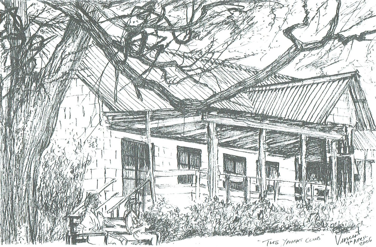 Yacht club at Lake Naivasha;Kenya; 2006; (ink on paper) 作者 文森特·亚历山大·布斯