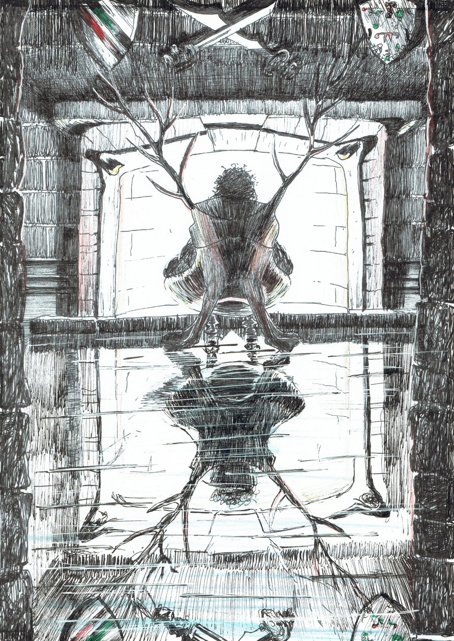 第15页，Findhorn森林中的城堡，2006年，（纸上墨水） 作者 文森特·亚历山大·布斯