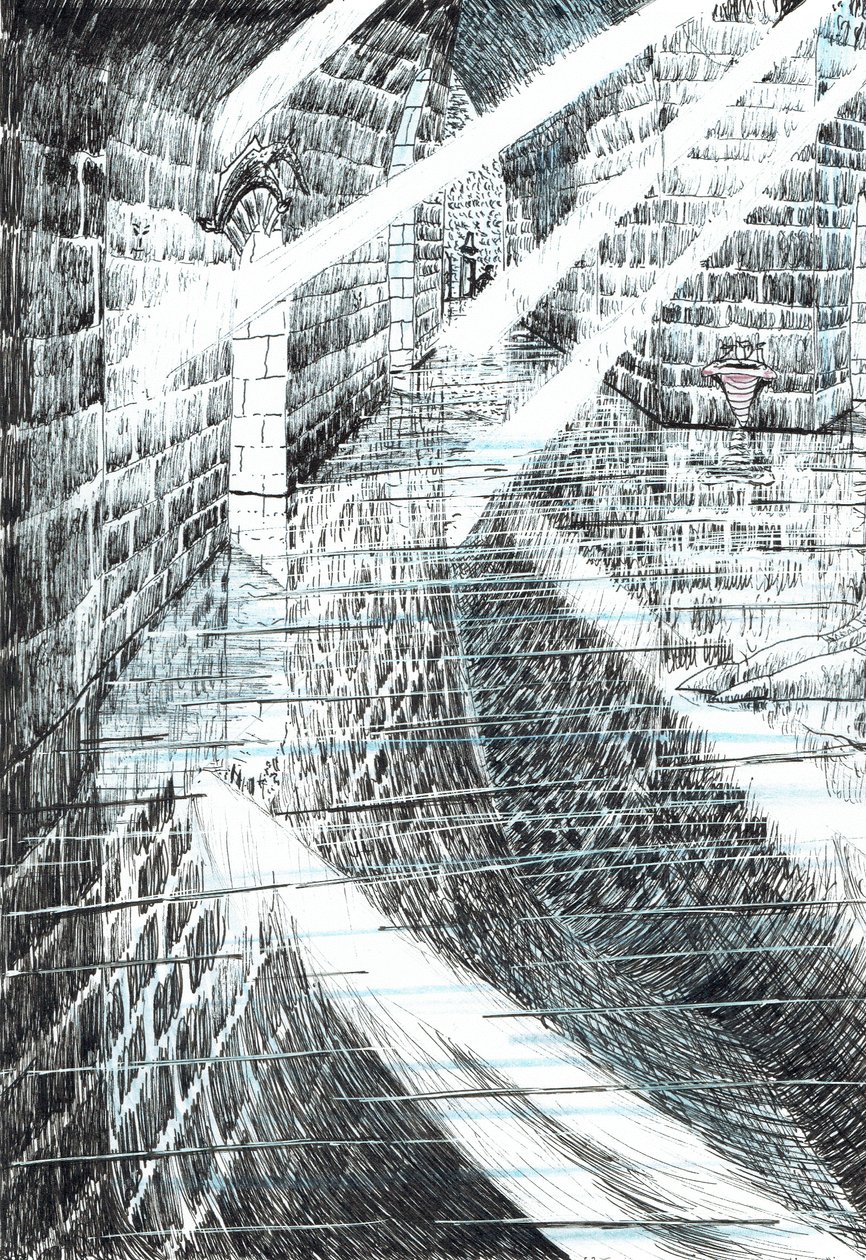 第25页，Findhorn森林中的城堡，2006年，（纸上墨水） 作者 文森特·亚历山大·布斯