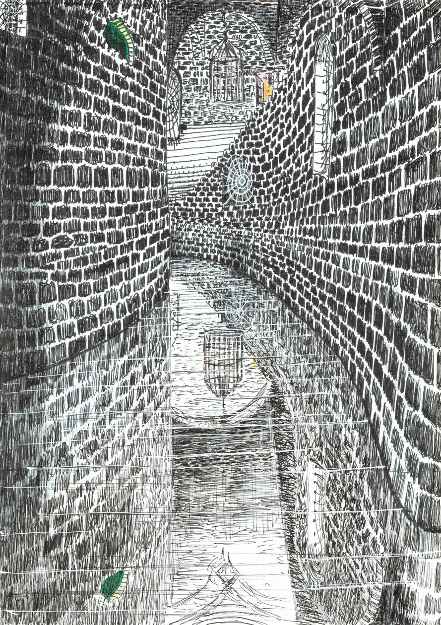 第35页，Findhorn森林中的城堡，2006年，（纸上墨水） 作者 文森特·亚历山大·布斯