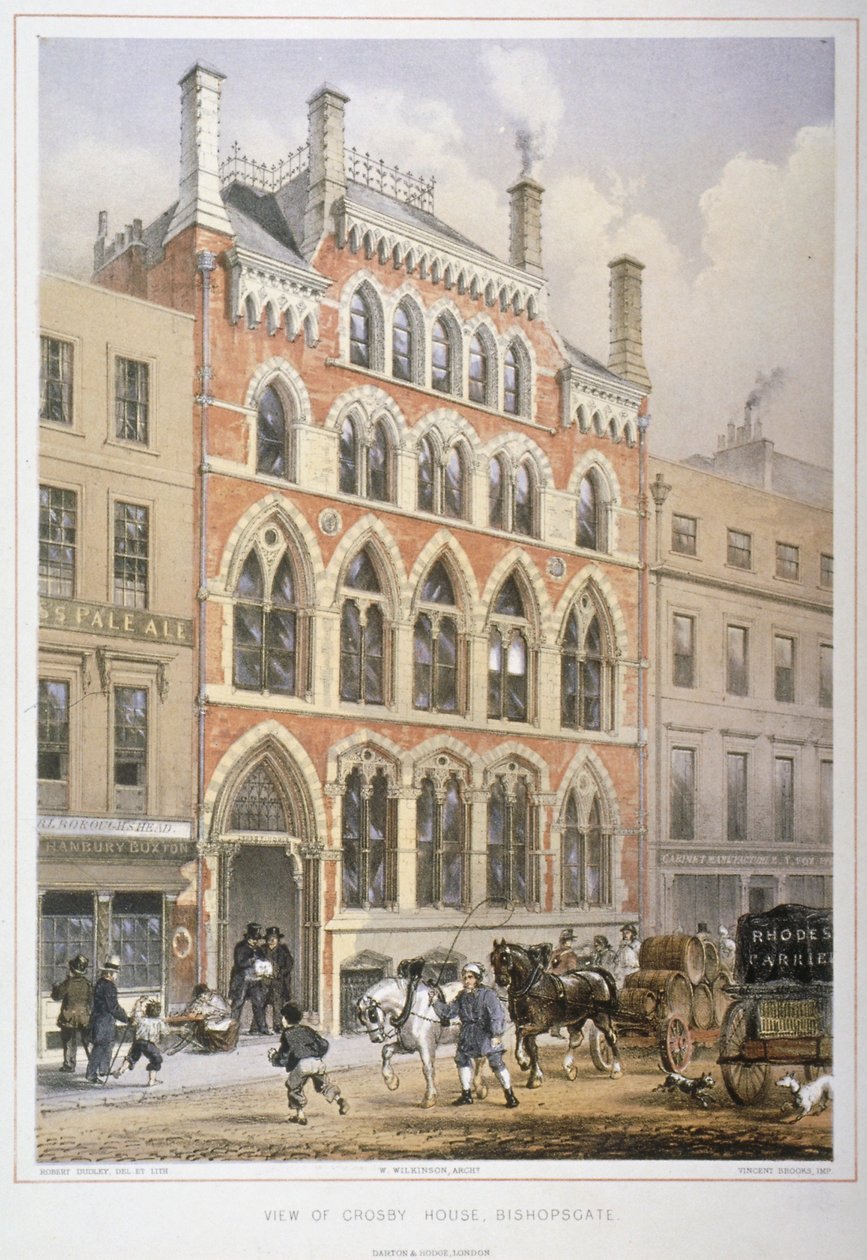 位于伦敦市Bishopsgate 95号的Crosby厅，1860年 作者 文森特·布鲁克斯（Vincent Brooks）