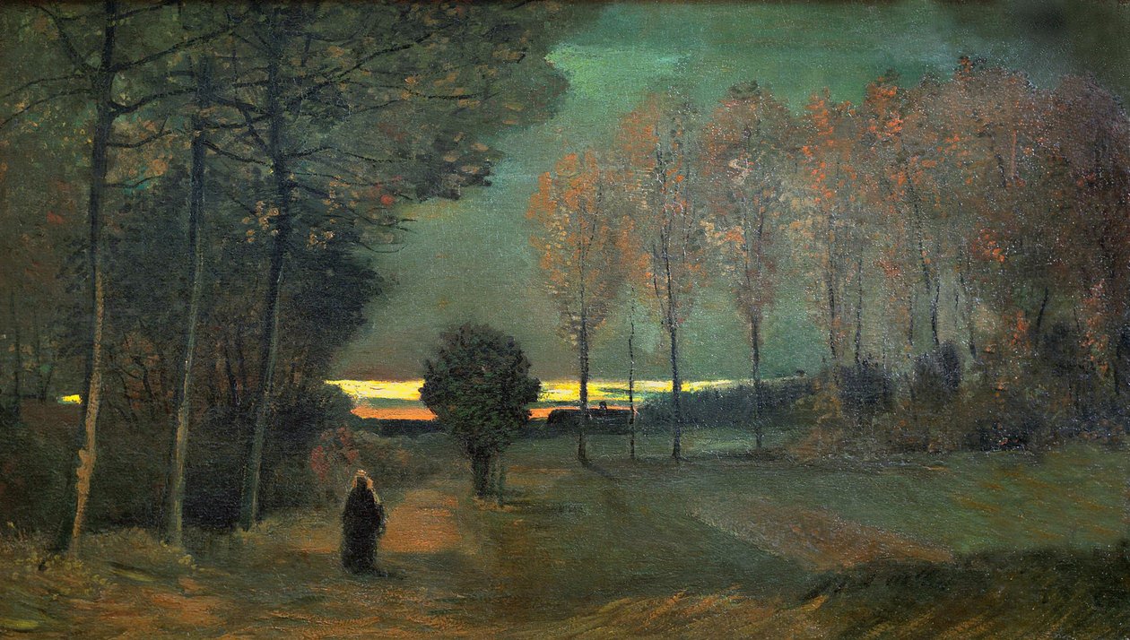 傍晚的秋景，1884年。 作者 文森特·梵高