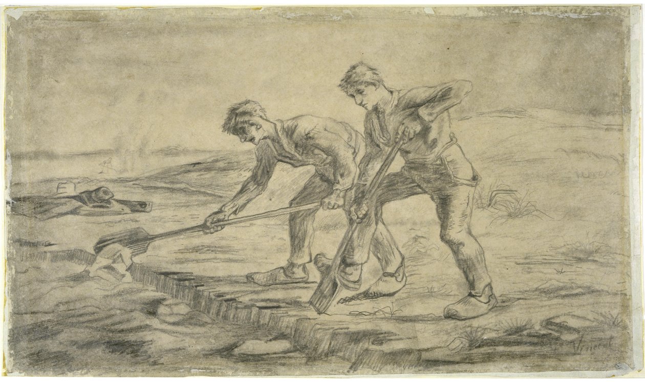 Les bêcheurs after Millet, 1880. 作者 文森特·梵高