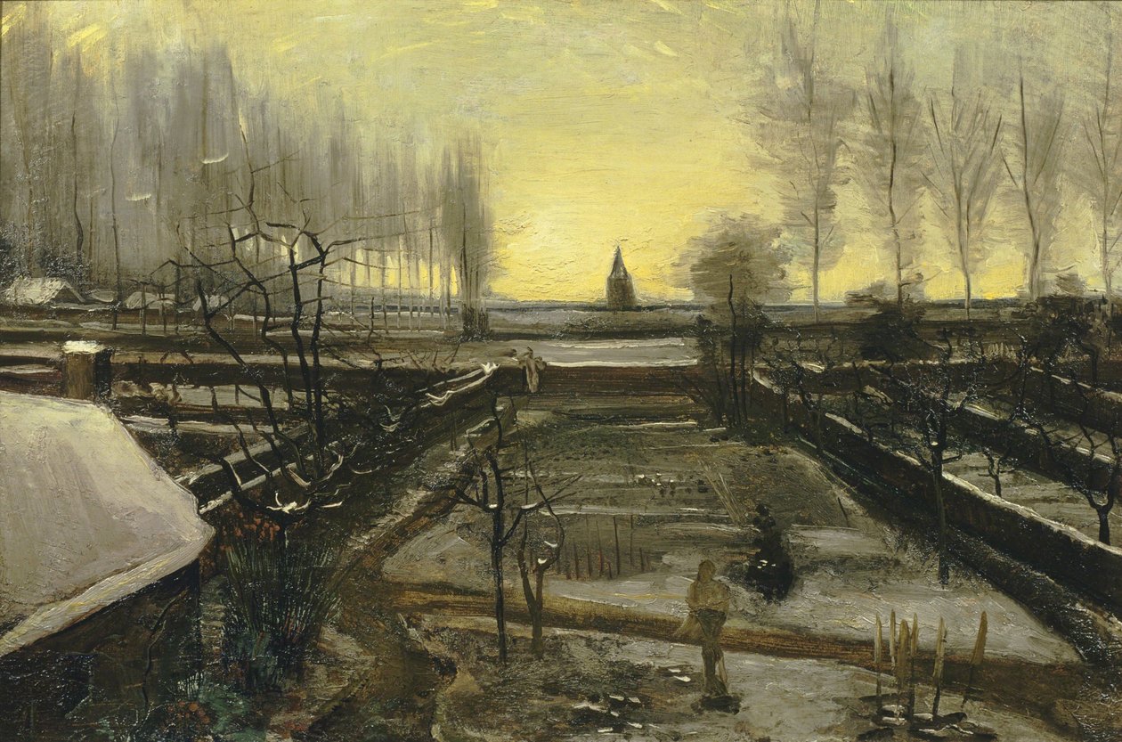 雪中的纽南教区花园，1885年。 作者 文森特·梵高