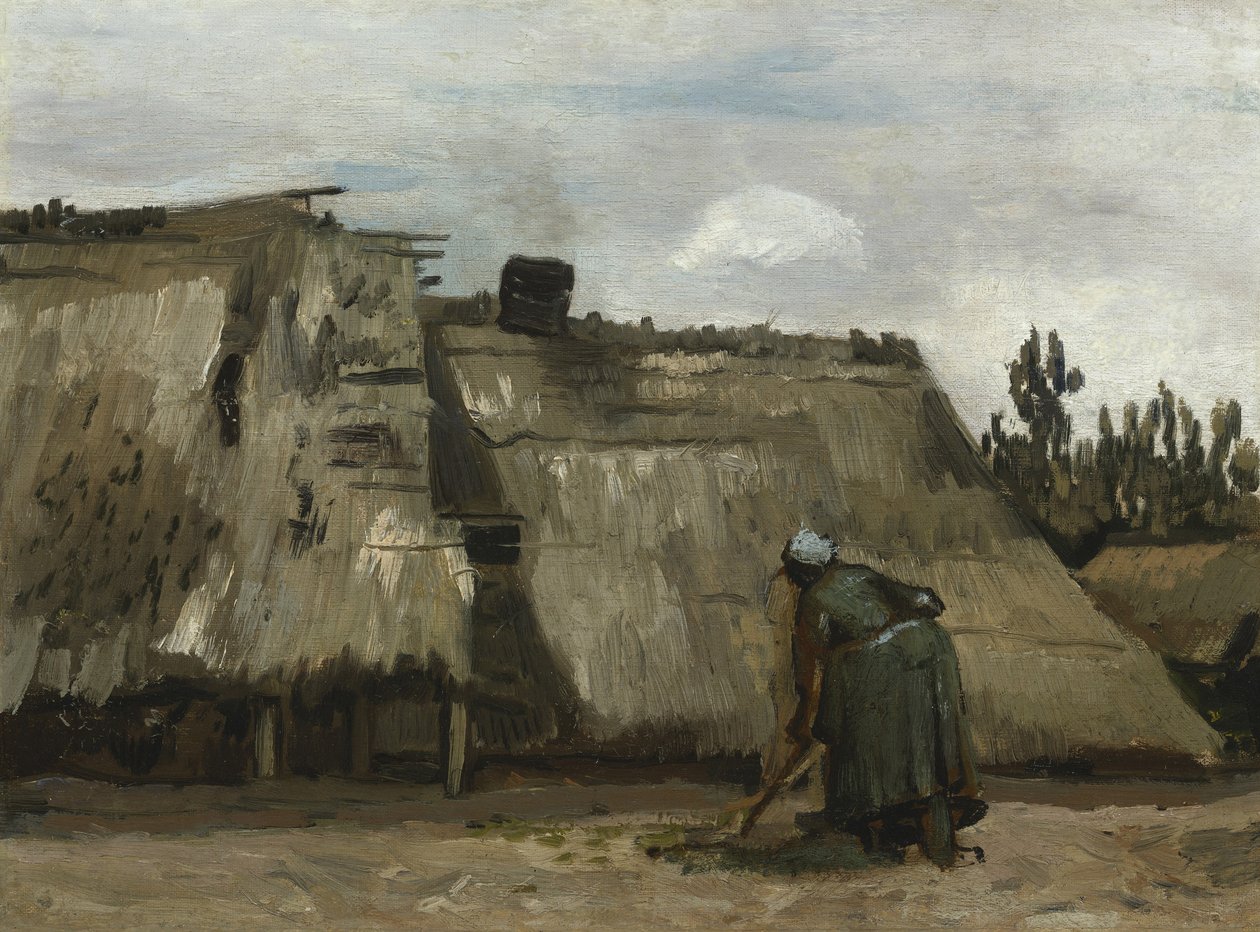 1885年，一位在农舍前挖土的农民妇女 作者 文森特·梵高