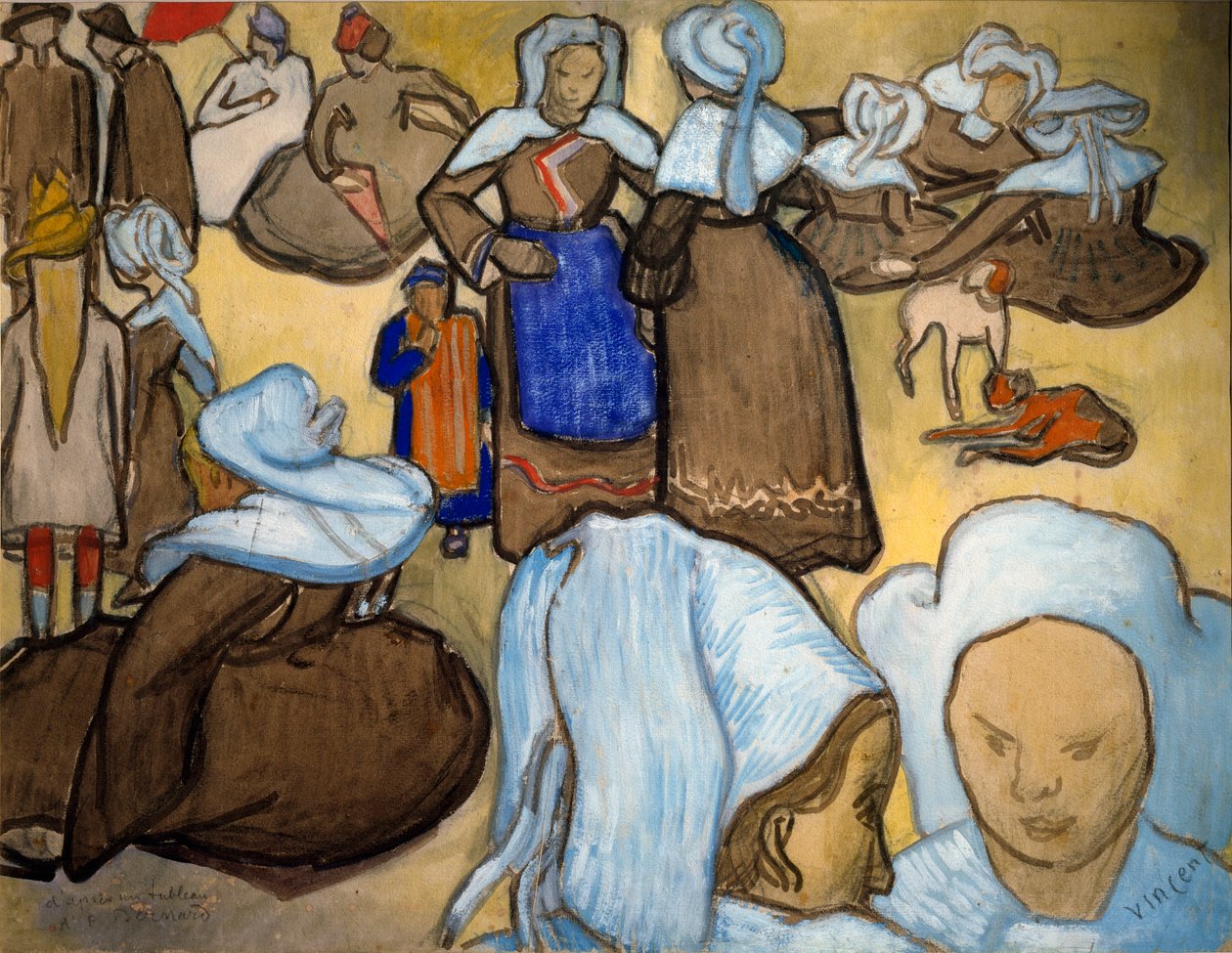 文森特梵高（1853-1890）的布列塔尼女性水彩画。 暗淡。 48x67 厘米米兰，现代艺术画廊 作者 文森特·梵高