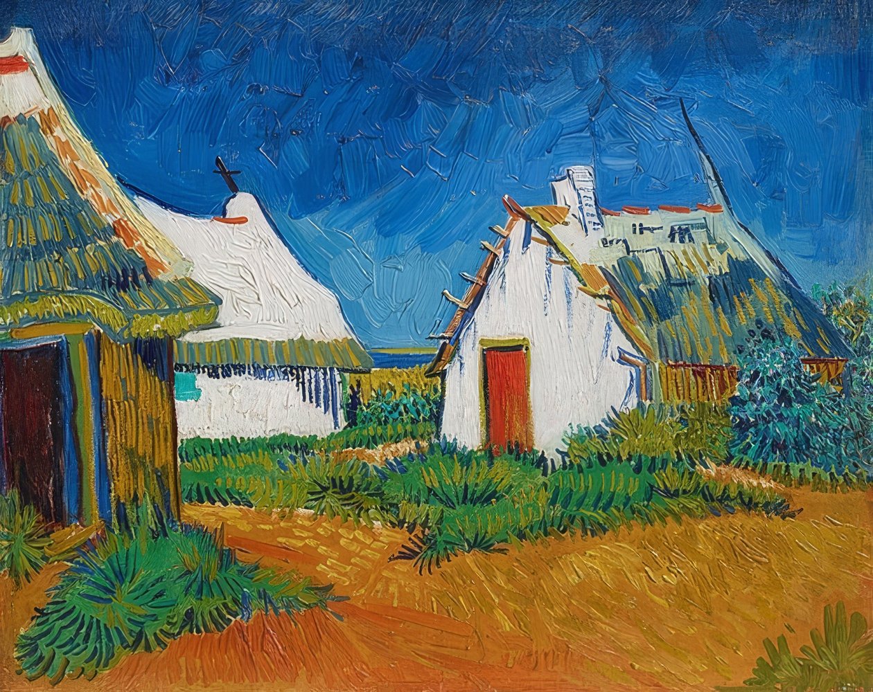 Saintes-Maries的DreiweißeHütten（Saintes-Maries的白色小屋）。 1888年 作者 文森特·梵高