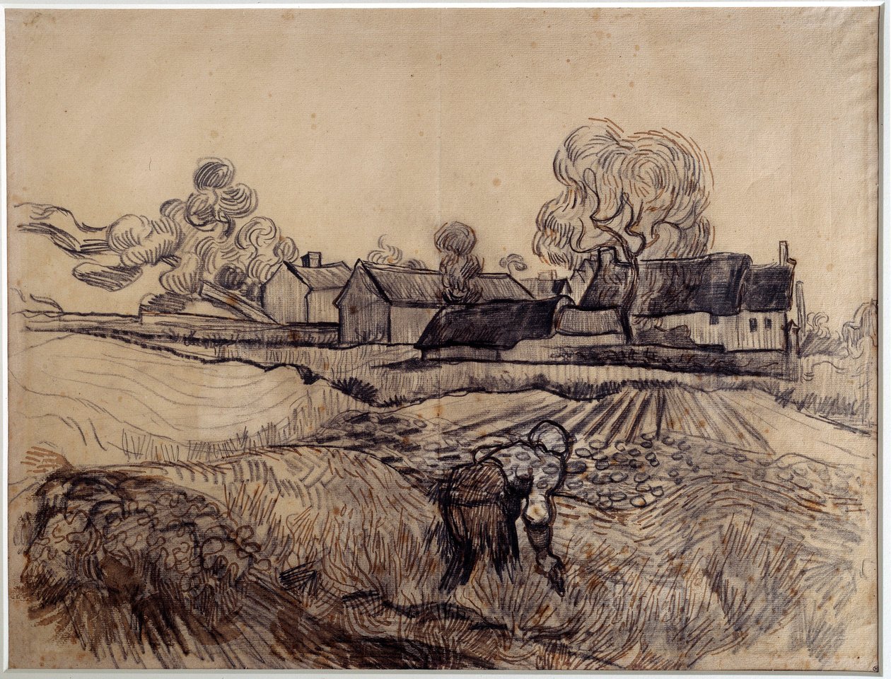 文森特-凡高(1853-1890)的《父亲的农场》图画(Ec. Hol) 1890年 Dim.0,48 x 0,61 m 巴黎。奥赛博物馆 作者 文森特·梵高