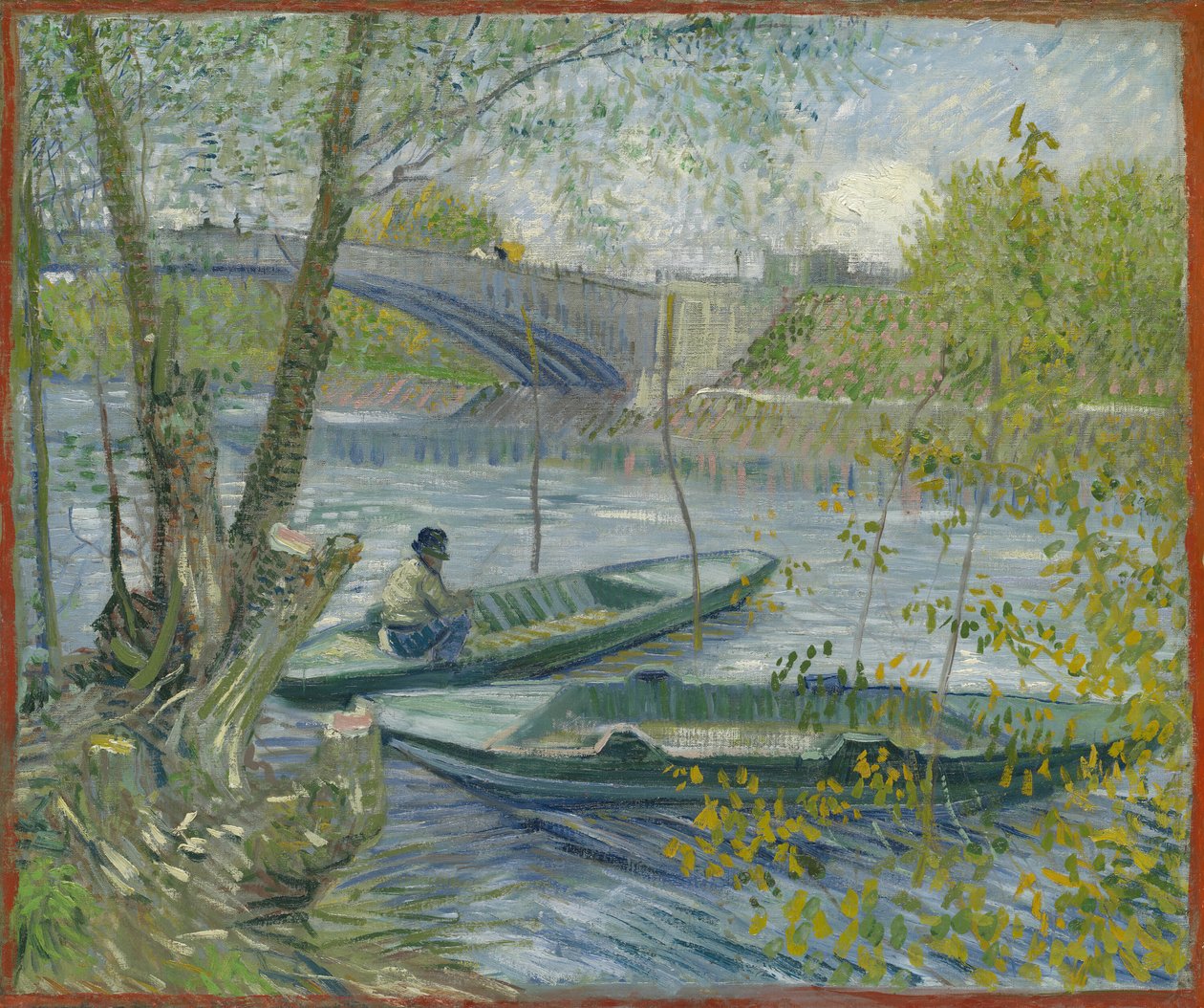 春季捕鱼，Clichy Asnières桥，1887年。 作者 文森特·梵高
