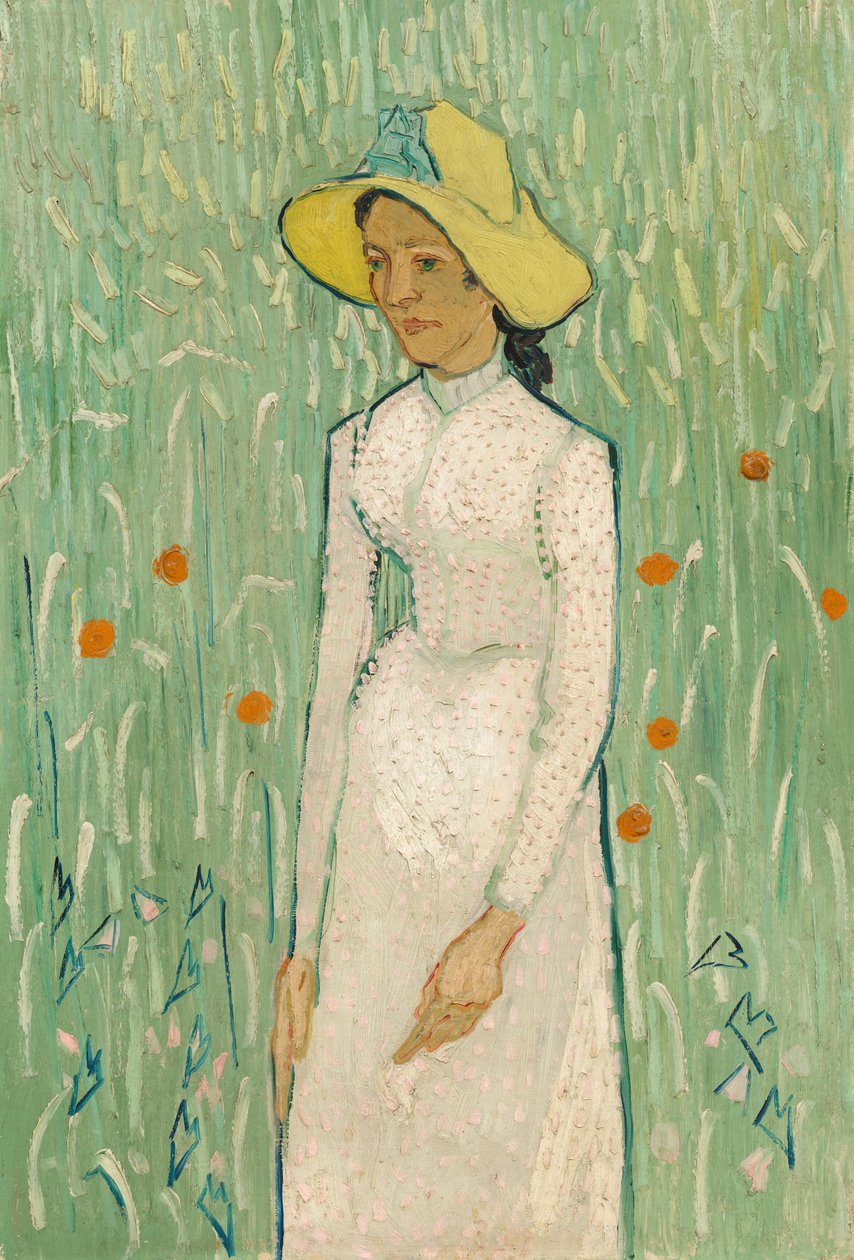 穿白衣的女孩，1890年。 作者 文森特·梵高