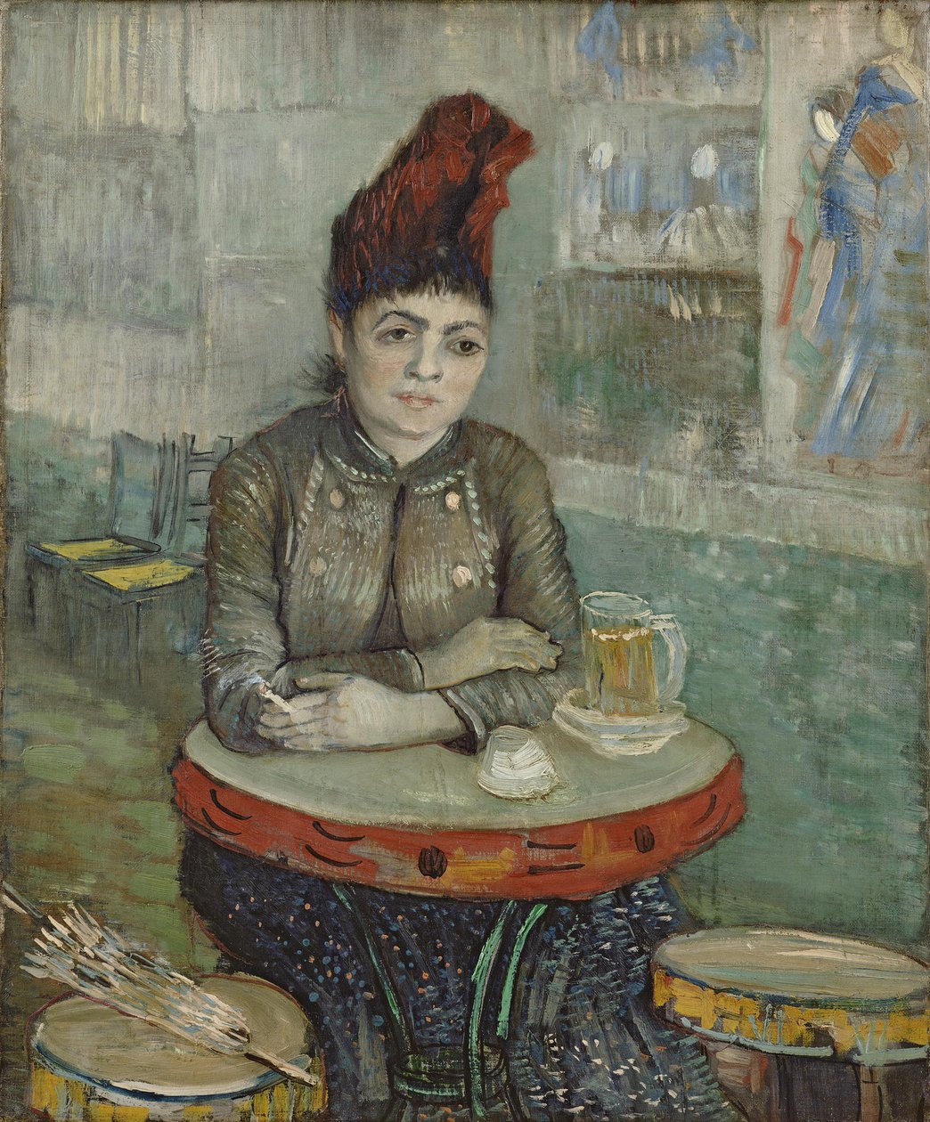 在咖啡厅。勒手鼓的阿戈斯蒂纳·塞格托里（Agostina Segatori），1887-1888年 作者 文森特·梵高