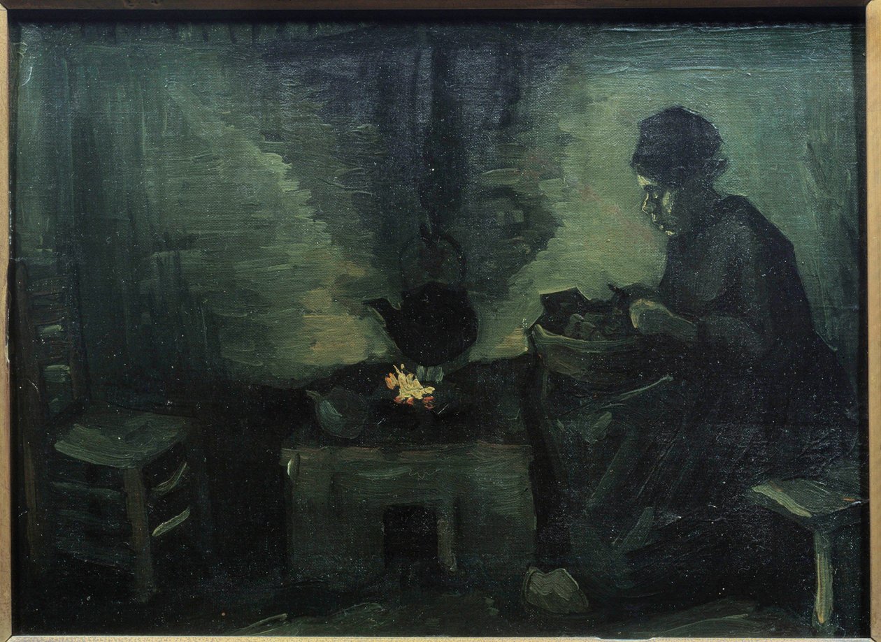 文森特·梵高 (1853-1890) 1885 年在木头上的农民 Peiture Marouflee。 0,29x0,4 m 巴黎，奥赛博物馆 作者 文森特·梵高