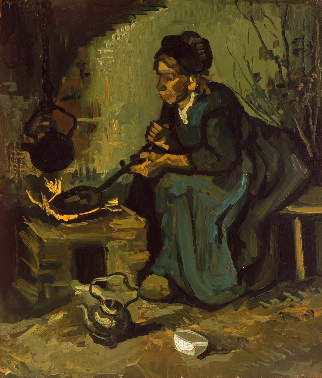 1885年，农民女人在壁炉旁做饭。 作者 文森特·梵高
