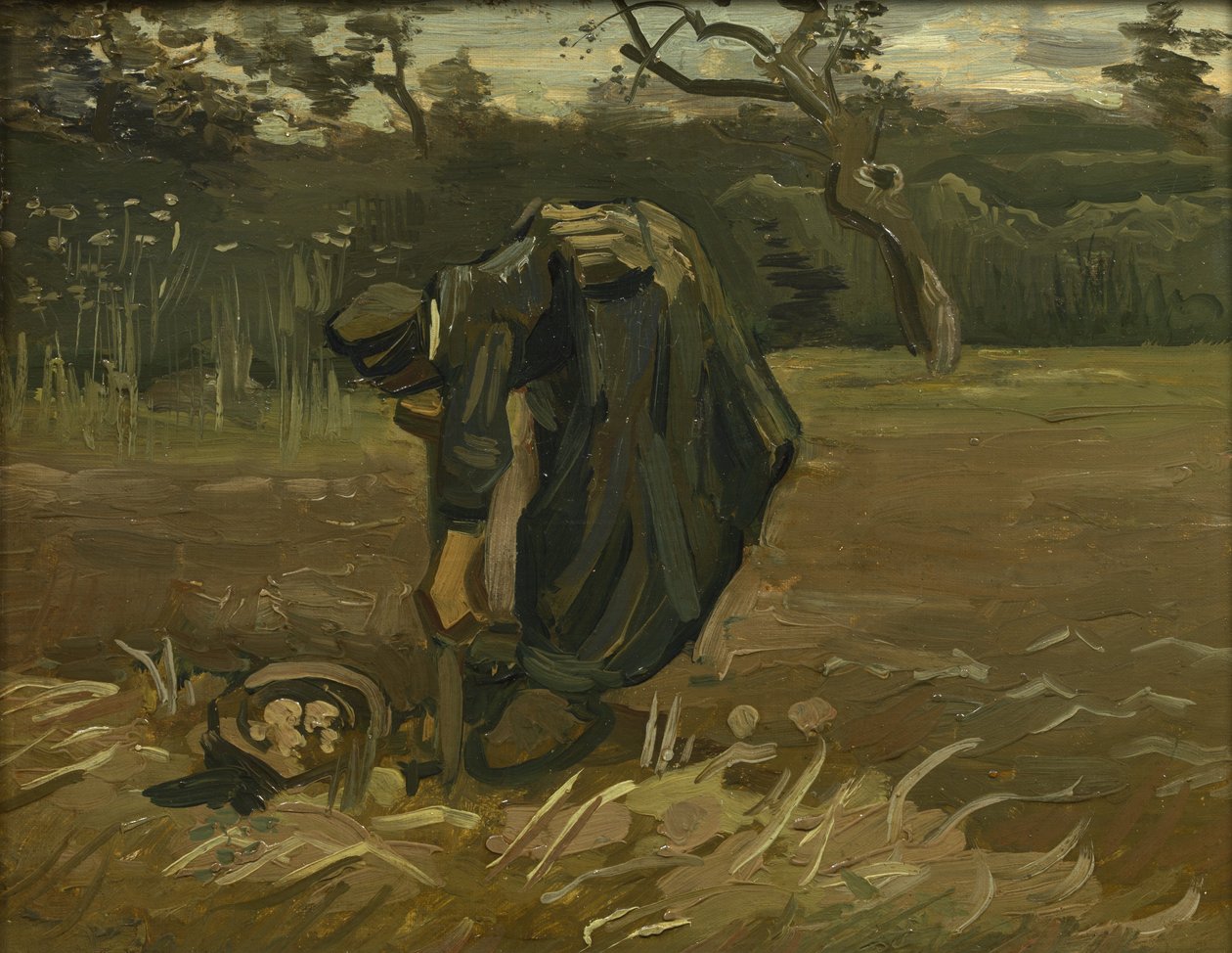 农民妇女，收获土豆，1885年 作者 文森特·梵高