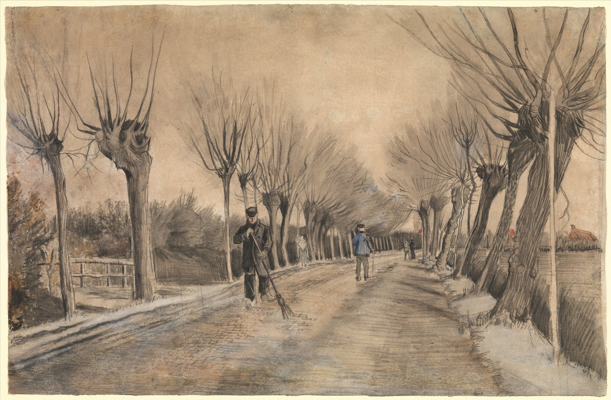在1881年Etten的道路（粉笔，铅笔，粉彩，卫生间，笔和棕色墨水） 作者 文森特·梵高