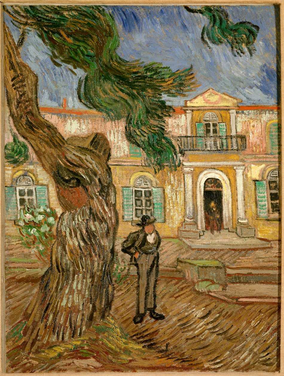 普罗旺斯圣雷米 (Saint-Remy-de-Provence) 的圣保罗医院。 文森特·梵高 (1853-1890) 1889 年作画。 0.63x0.48m。 巴黎，奥赛博物馆 - 普罗旺斯圣雷米 (Saint-Remy-de-Provence) 的圣保罗医院，也称为圣保罗医院 作者 文森特·梵高