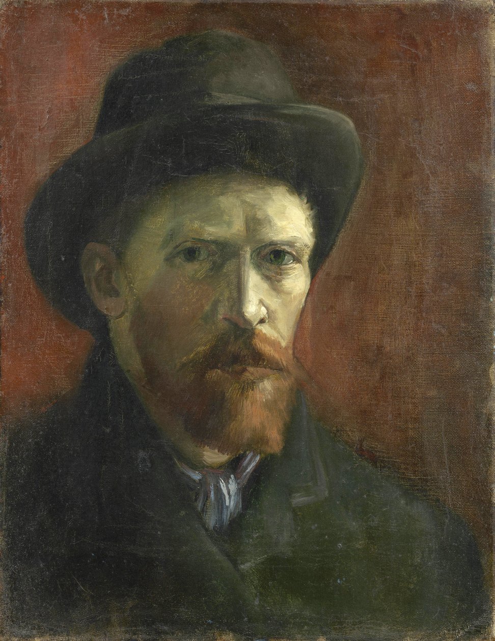 戴毡帽的自画像 par Gogh, Vincent, van (1853-1890).布面油画，尺寸：41.5x32.5 作者 文森特·梵高