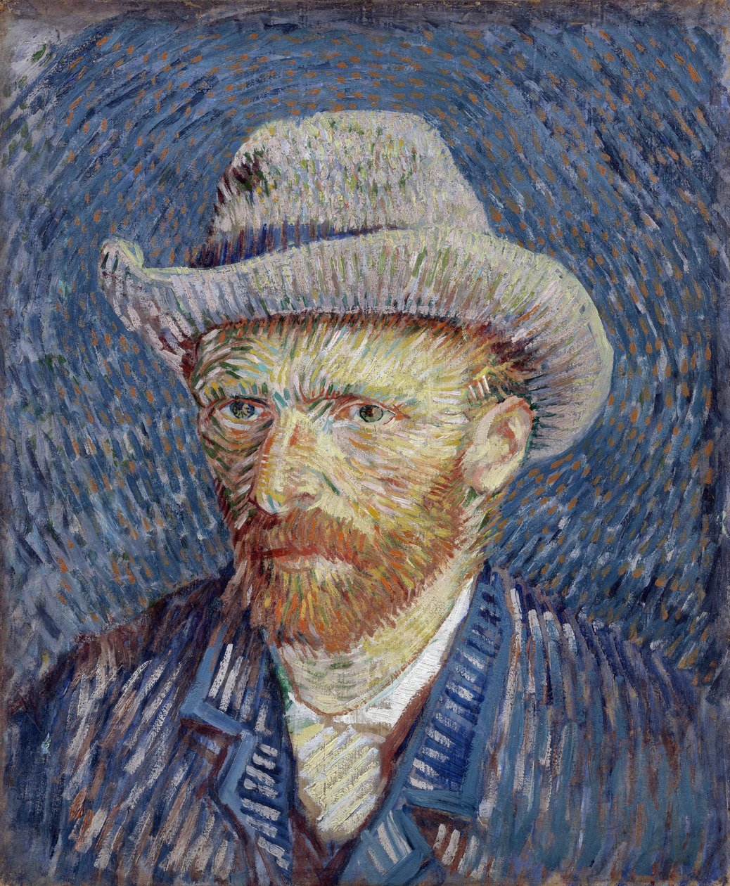 戴灰色毡帽的自画像 par Gogh, Vincent, van (1853-1890).布面油画，尺寸：44.5x37.2 作者 文森特·梵高