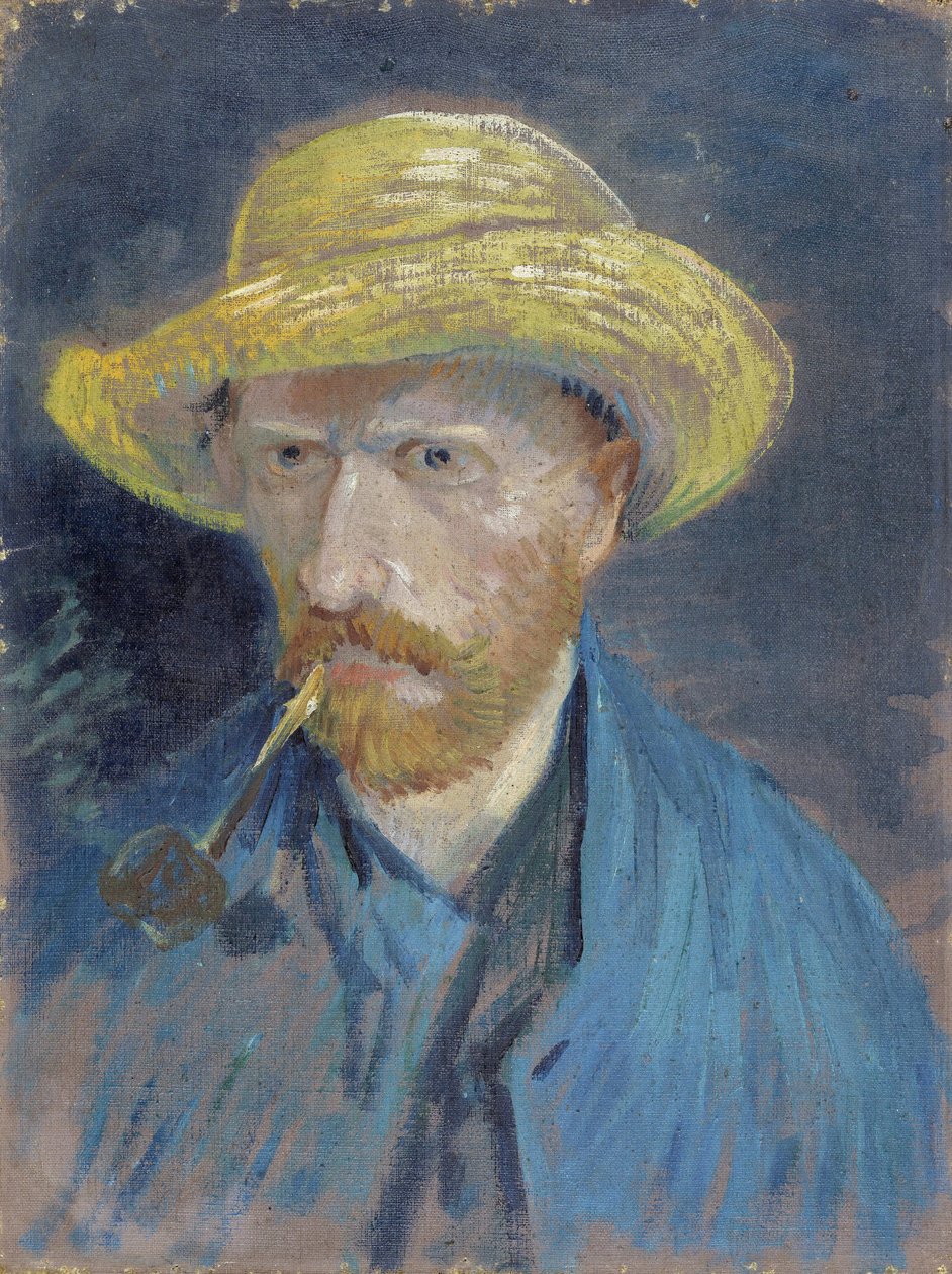 带着草帽和烟斗的自画像 par Gogh, Vincent, van (1853-1890).布面油画，尺寸：42.5x32.1 作者 文森特·梵高