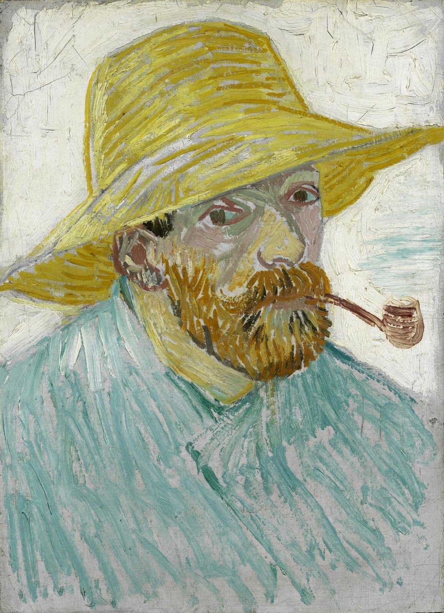 带着草帽和烟斗的自画像 par Gogh, Vincent, van (1853-1890).布面油画，尺寸：41.9x30.1 作者 文森特·梵高