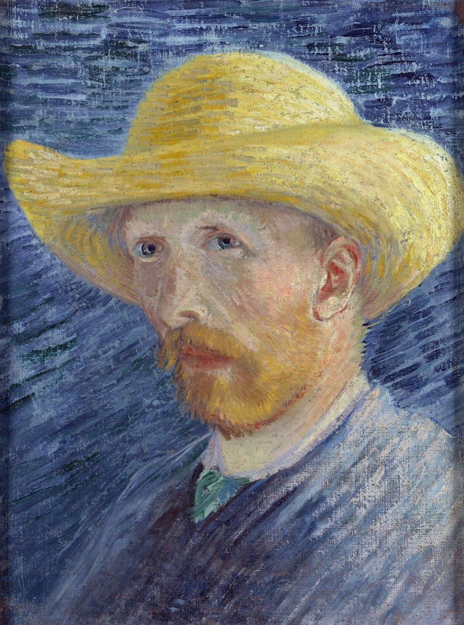 戴草帽的自画像 par Gogh, Vincent, van (1853-1890).布面油画，尺寸：41.8x31.5 作者 文森特·梵高