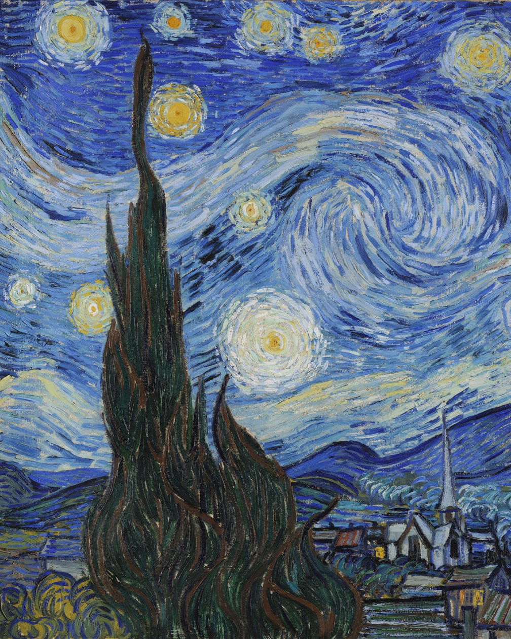1889年6月的繁星之夜（布面油画）（详细信息702746） 作者 文森特·梵高