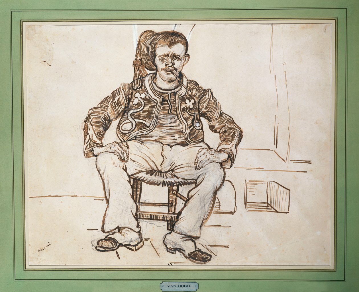 坐在沙发上的Zouave，1888年 作者 文森特·梵高