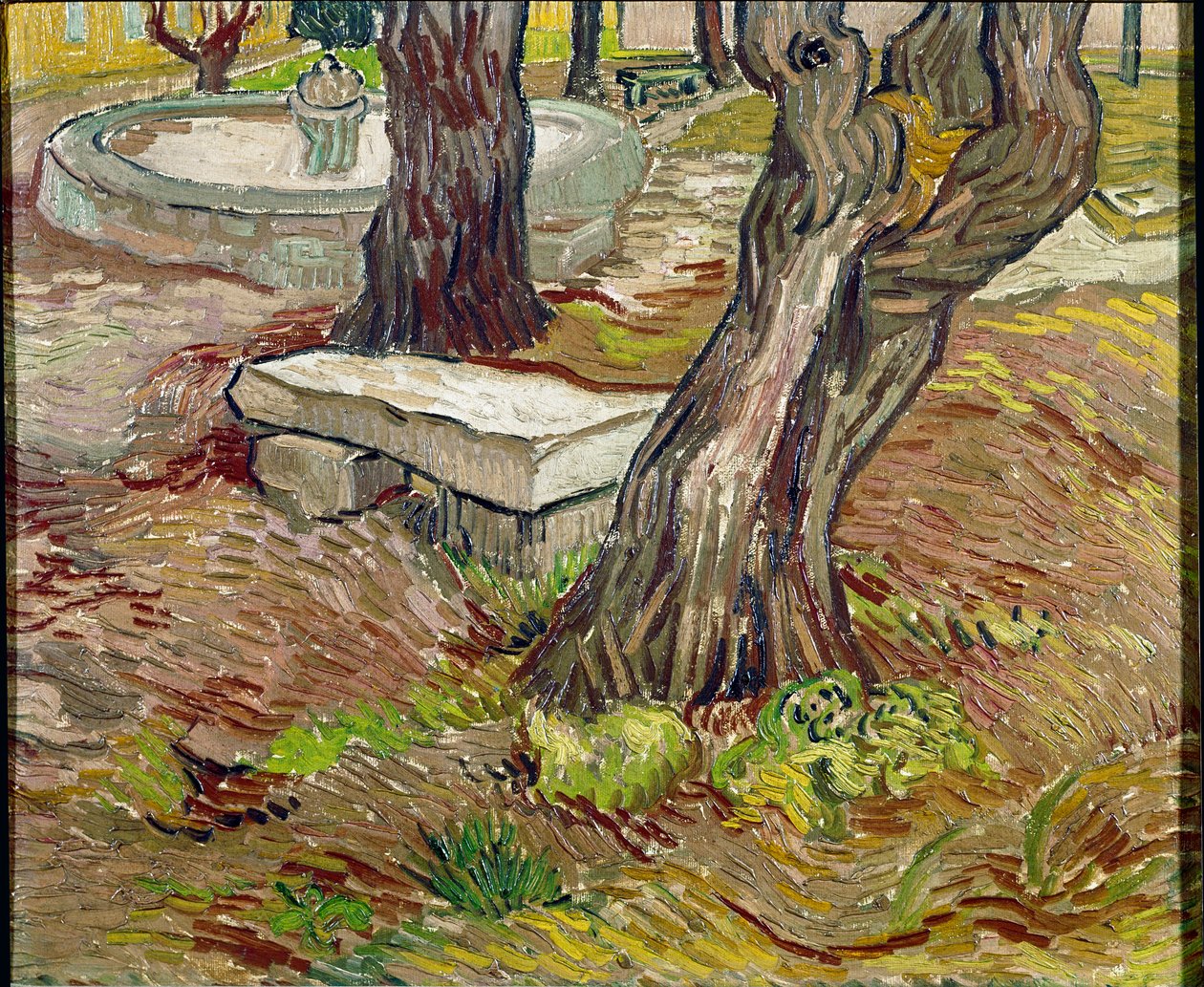 The park of the Saint Paul asylum (Saint Paul) in Saint-Remy (Saint Remy) or Bench de Pierre. Painting by Vincent Van Gogh (1853-1890) 作者 文森特·梵高