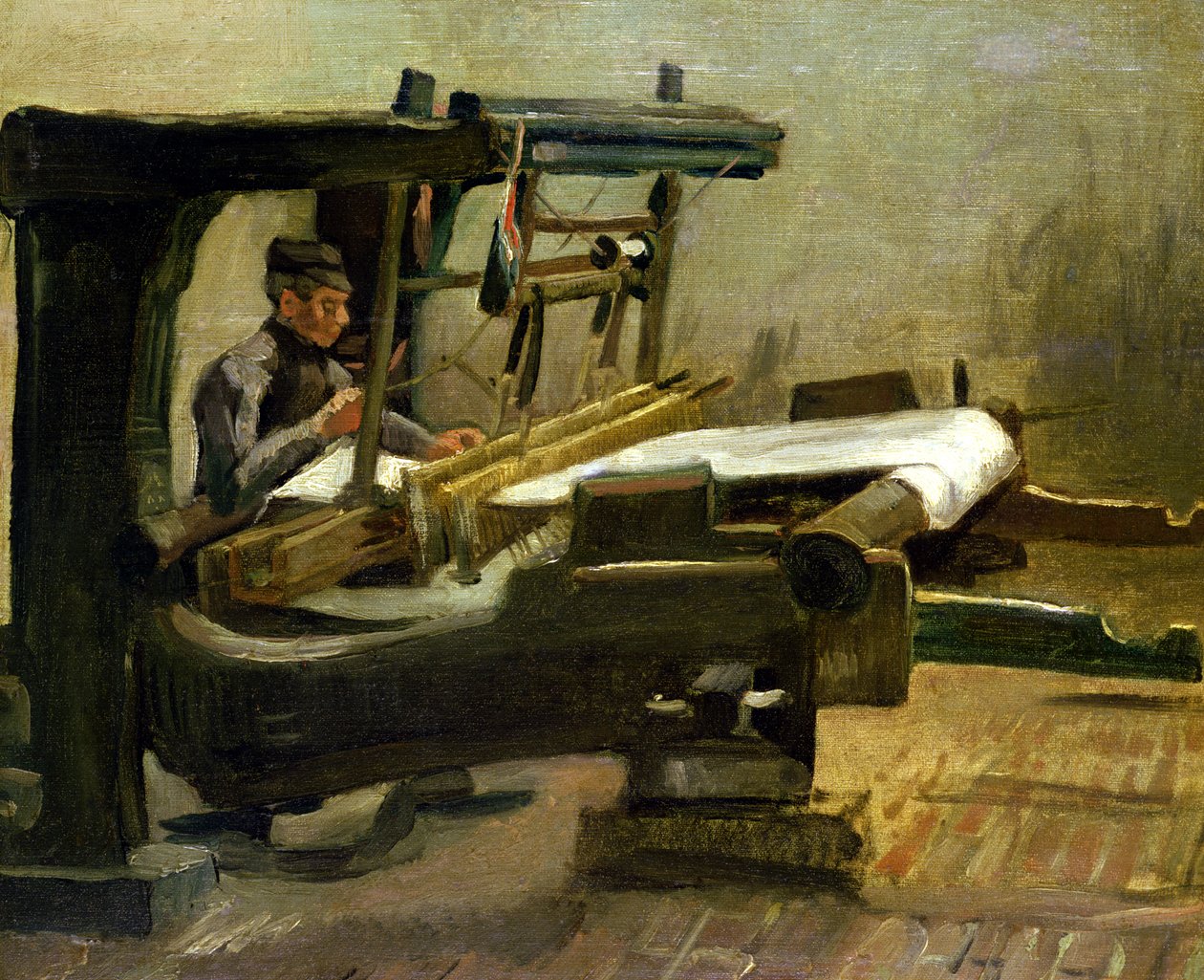 织布工向右走，织机，1884年 作者 文森特·梵高