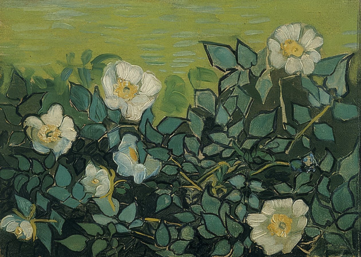 Wildrosen。 1889年 作者 文森特·梵高