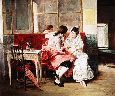 19 世纪的中央咖啡馆 作者 文森特·冈萨雷斯·帕玛洛里（Vincente Gonzalez Palmaroli）