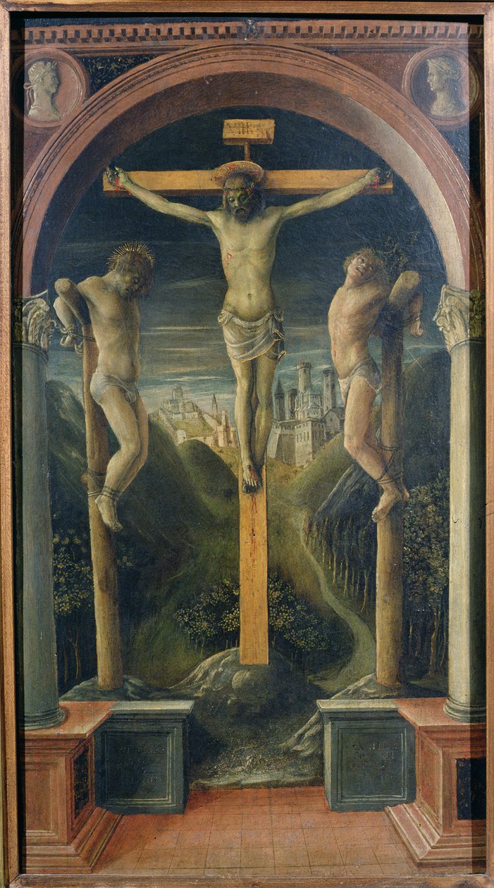 The Three Crosses，1456（面板上的蛋彩画） 作者 文森佐·福帕（Vincenzo Foppa）