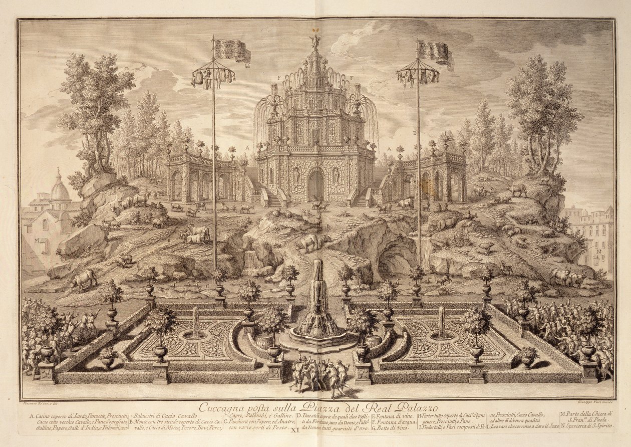 Cuccagna，来自Solemni Reali Feste的叙事，由Giuseppe Vasi（1710-82）刻，于1749年出版 作者 文森佐达勒