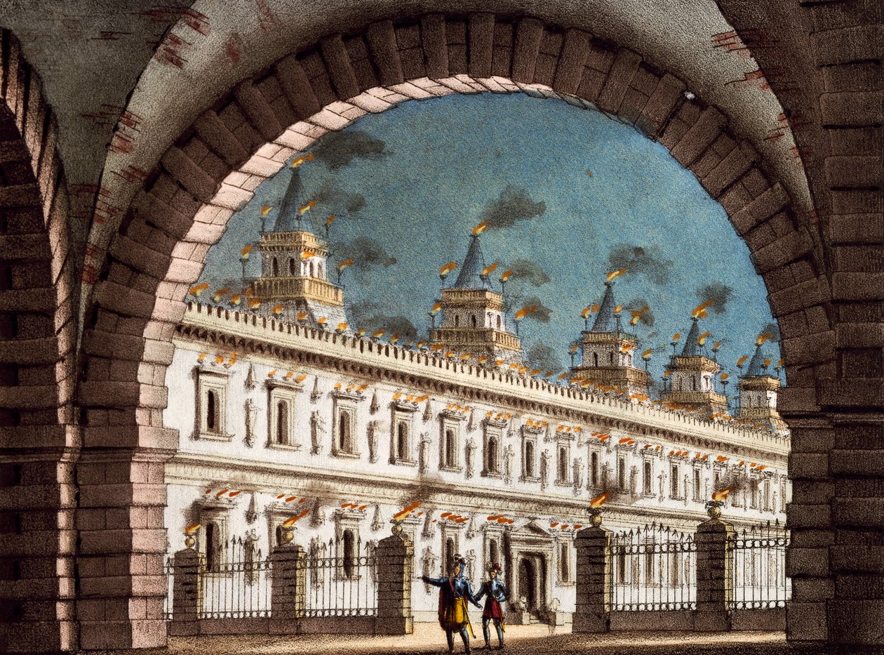 亚历山德罗-桑基里科（Alessandro Sanquirico，1777-1849 年）为文森佐-贝利尼（Vincenzo Bellini，1801-1835 年）的歌剧《海盗》（Il Pirata）设计布景 作者 文森佐·贝里尼