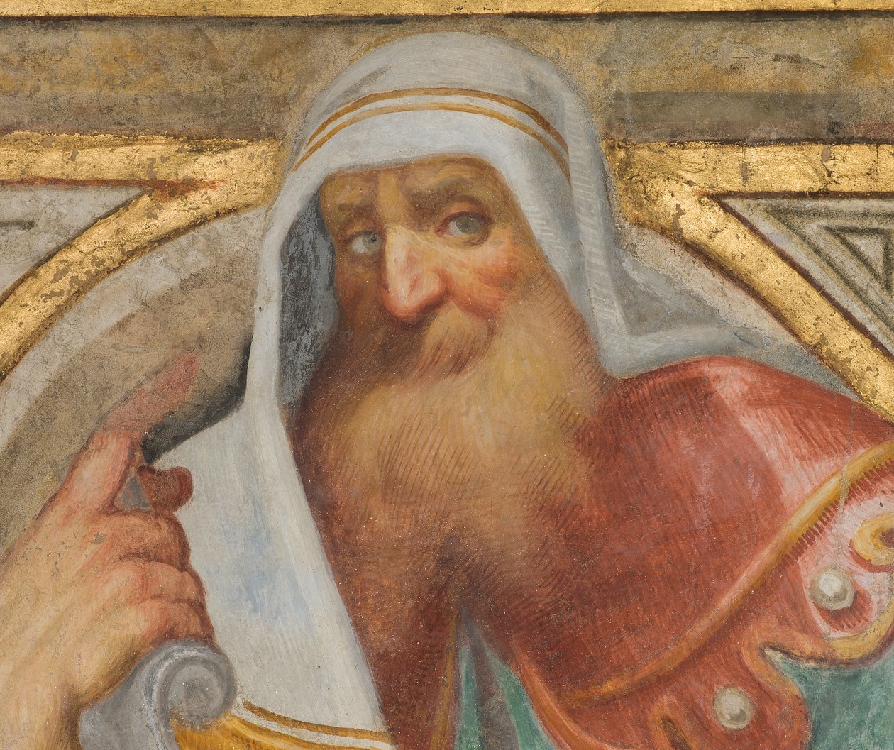 中央大殿，北跨第四层，Vincenzo Campi 1573，带先知的半身像，细节 作者 文森佐·坎皮（Vincenzo Campi）