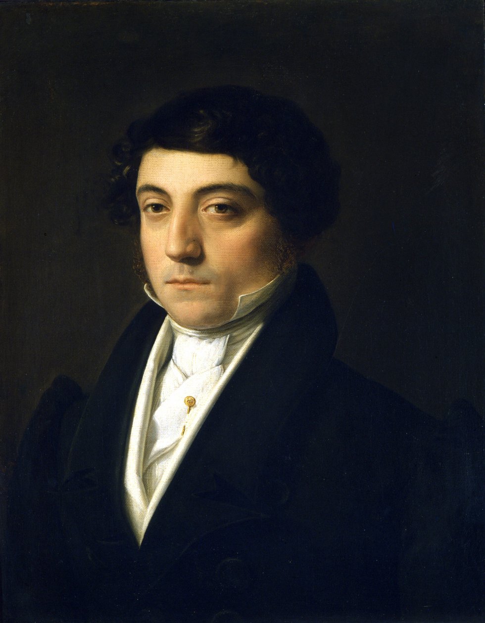 约阿基诺·罗西尼 (1792-1868) 年轻的肖像 - 文森佐·卡穆奇尼 (Vincenzo Camuccini) (1771-1844)，大约 1830 年。布面油画。 尺寸 46； 5 x 37 厘米。 米兰斯卡拉剧院博物馆 (Musee du Theater de la Scala) 作者 文森佐·卡姆奇尼