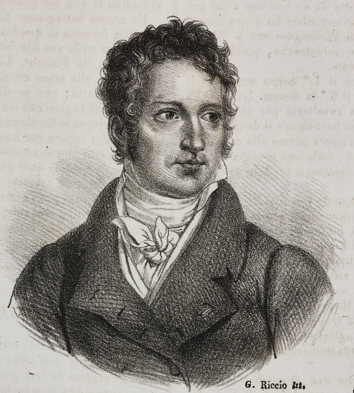 Portrait of Vincenzo Camuccini (1771-1844), Italian painter and restorer, lithograph by Gaetano Riccio from Poliorama Pittoresco, n 16, November 23 作者 文森佐·卡姆奇尼