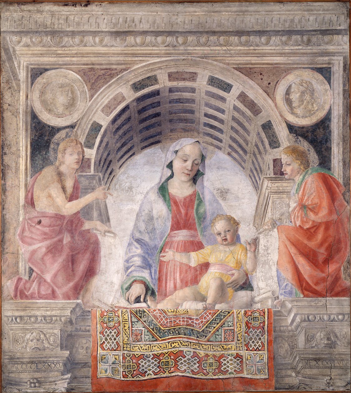 Madonna and Child and Saints John the Baptist and Joavnni Evangelista 作者 文森佐·福帕（Vincenzo Foppa）
