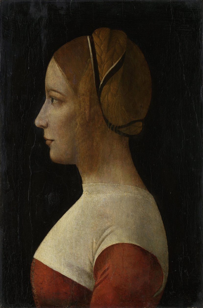 一位小姐的画像，c。 1490。 作者 文森佐·福帕（Vincenzo Foppa）