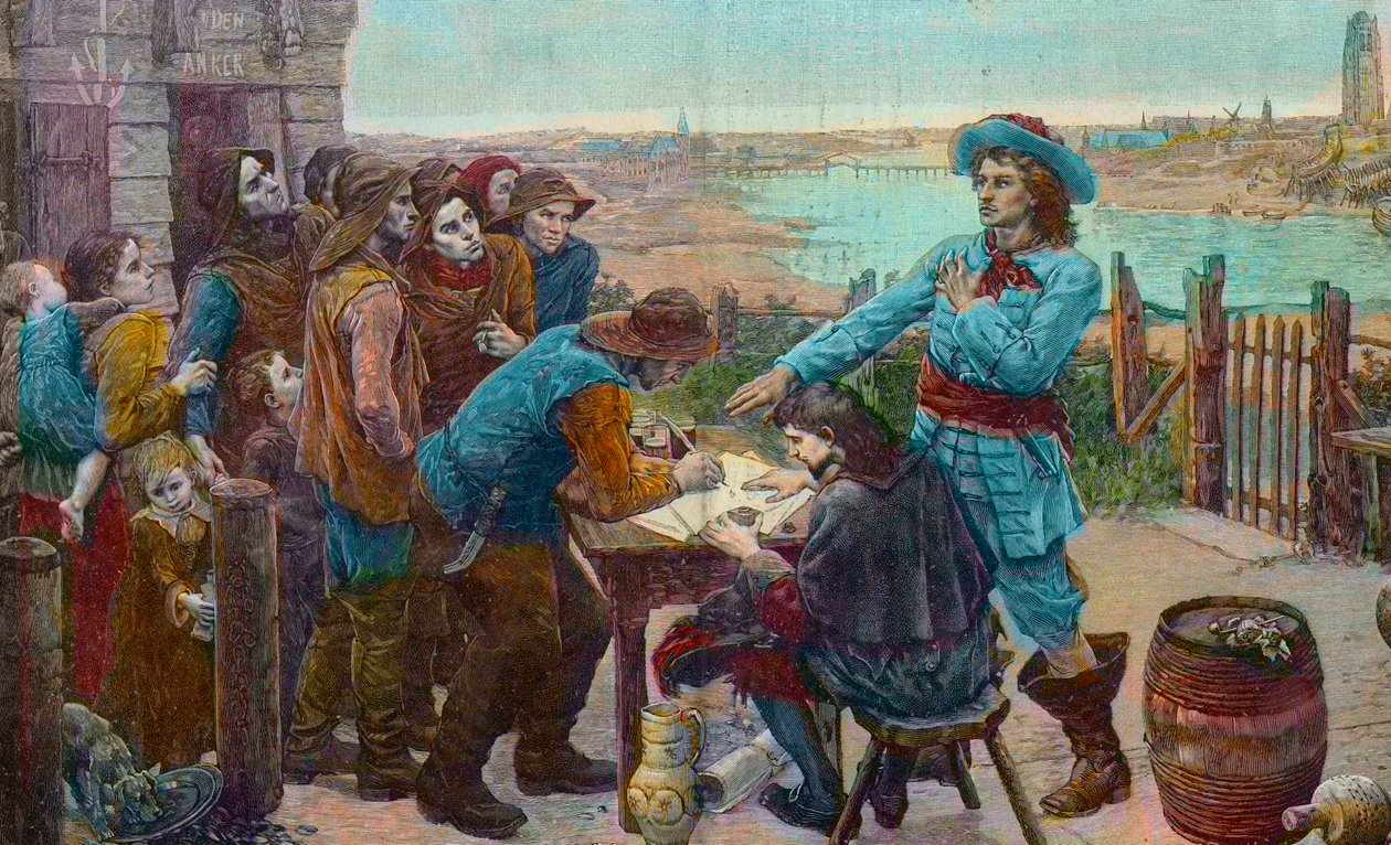 法国私掠者让-巴特与敦刻尔克的渔民--私掠者让-巴特（1650-1702）与敦刻尔克的渔民--根据第二次世界大战期间被毁的Virginie Demont-Breton（德蒙-布雷顿）的画作绘制的版画) 作者 维珍妮·德蒙特·布雷顿