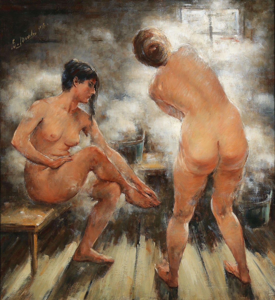 在俄罗斯的蒸汽浴中，1918年。 作者 维塔利·加夫里洛维奇·季霍夫