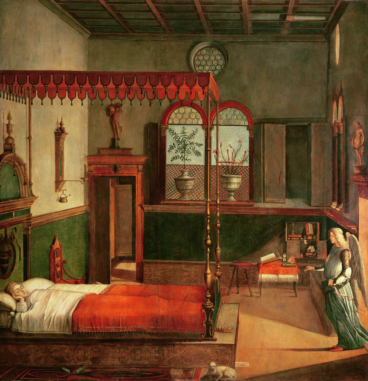 Dream of St.Ursula，1495（画布上的蛋彩画）（详见156167） 作者 维托雷·卡尔帕乔