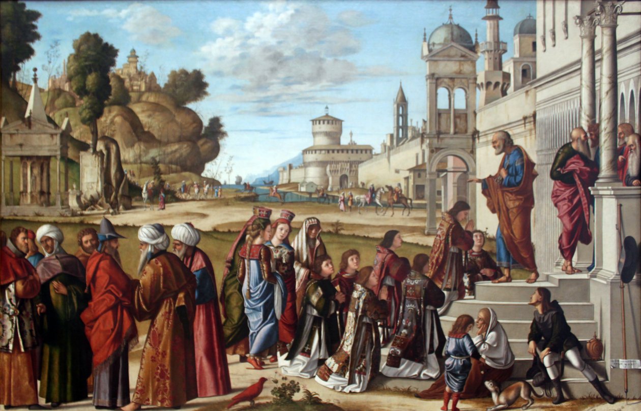 德语：Die Weihe des Heiligen Stephanus zum Diakon 圣斯蒂芬被任命为执事 作者 维托雷·卡尔帕乔