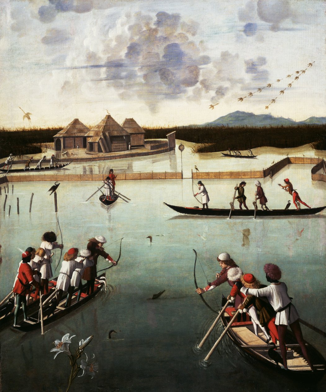 在泻湖狩猎，c.1490-5（面板上的油） 作者 维托雷·卡尔帕乔