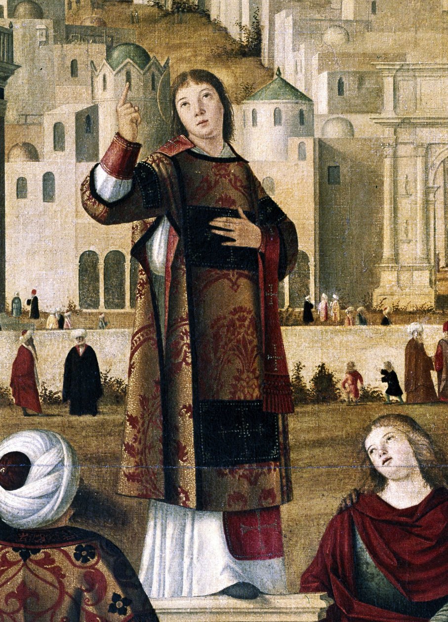 圣司提反圣司提反在耶路撒冷布道》细节。维托雷-卡帕奇奥（Vittore Carpaccio）绘制。(1450/54-1525/26) 作者 维托雷·卡尔帕乔