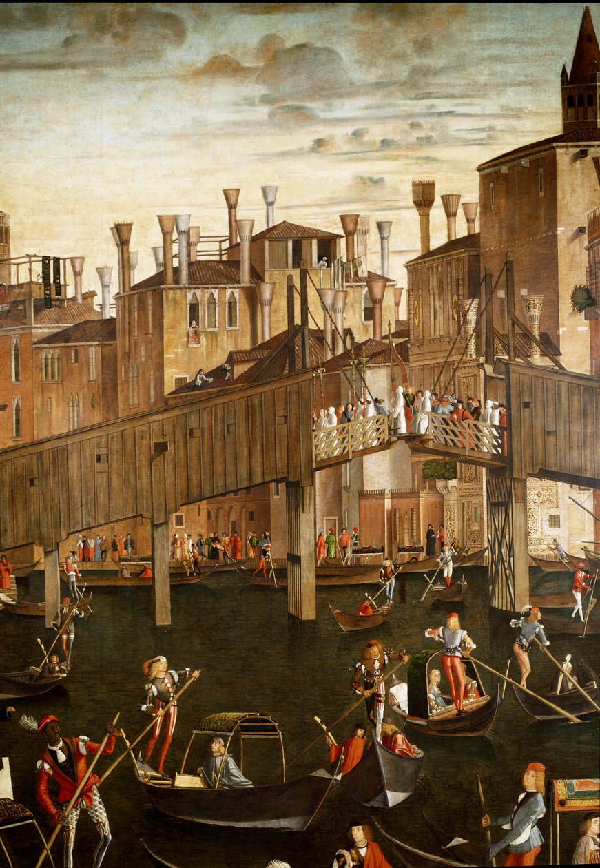 The Miracle of the Relic of the Holy Cross at Rialto Bridge in Venice, Detail. Painting by Vittore Scarpazza dit Vittore Carpaccio (1460-1525) 作者 维托雷·卡尔帕乔